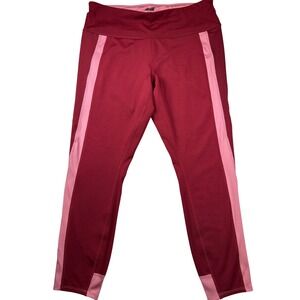 Avia Womens Red Pink Colorblock Mesh Panel Activewear Leggings‎ Large AVL39156